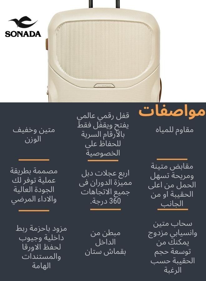 SONADA Luggage Set of 4 Upright Expandable Hardside Suitcase with 4 Double Spinner Wheels Anti Theft Zipper TSA Approved 20 25 29 Inch With Beauty Case Champagne - Image 4