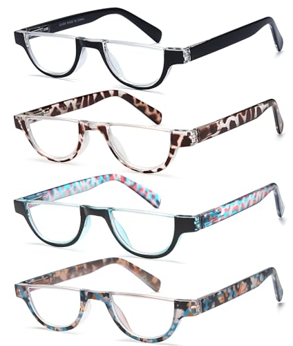 EYEURL Half Frame Reading Glasses for Women4 Pack Blue Light Glasses Fashion Computer Readers for Women Anti UV Ray Eyeglasses with Spring Hinges 150 - Image 3