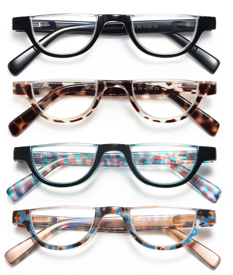 EYEURL Half Frame Reading Glasses for Women4 Pack Blue Light Glasses Fashion Computer Readers for Women Anti UV Ray Eyeglasses with Spring Hinges 150 - Image 2