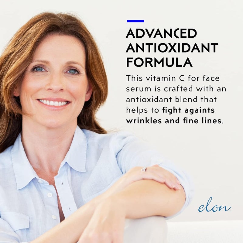 Elon Vitamin C Serum for Face Anti Aging Serum to Reduce Fine Lines Wrinkles Improves Skin Texture Activates Collagen Production Facial Skin Care Products 1 oz - Image 3