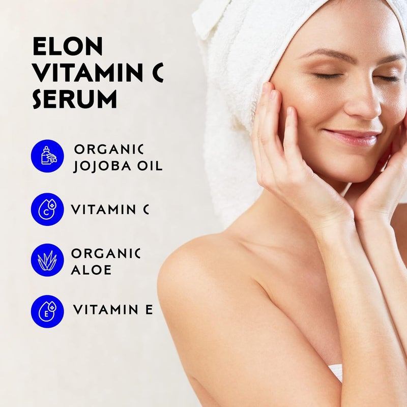 Elon Vitamin C Serum for Face Anti Aging Serum to Reduce Fine Lines Wrinkles Improves Skin Texture Activates Collagen Production Facial Skin Care Products 1 oz - Image 5