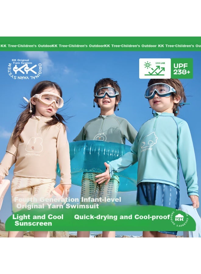 Kocotree Kk Tree Children's Cool Feeling Antibacterial Split Swimsuit Sun Protection Long Sleeve Boys Girls Chlorine Resistant Swimwear - Image 2