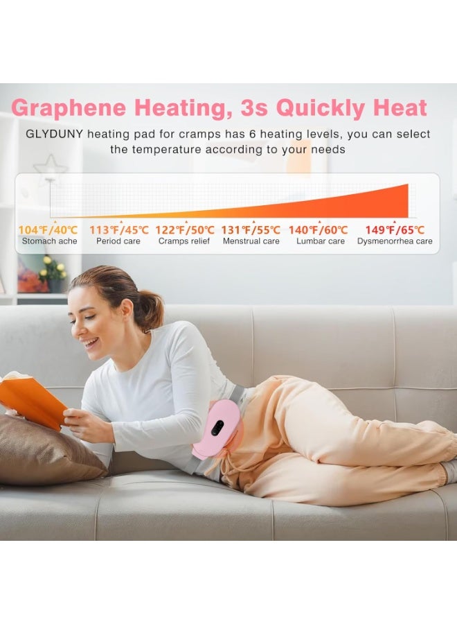 Premium Wireless Thermal Pads for Cramps - Portable Period Cramp Massager - 6 Intelligent Heat Levels & 6 Vibration Modes - Fast Heating Cordless Pad for Belly & Back Pain Relief - Image 2