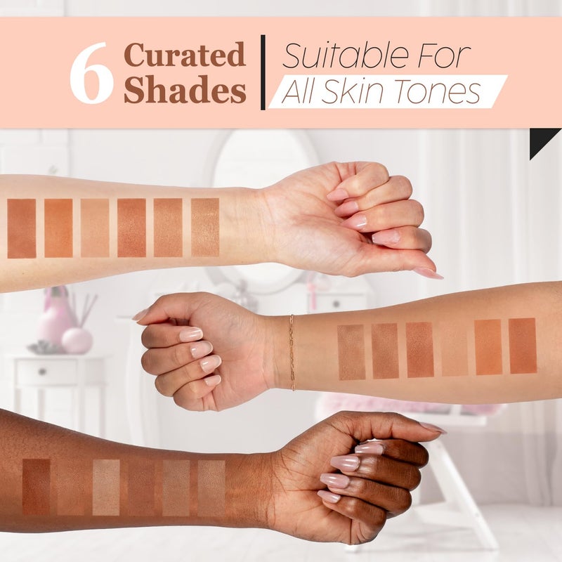 Profusion Cosmetics بروفيوجن كوزمتيكس 6 درجات لوحة برونزر - لمسات نهائية مطفية ولامعة للتحديد الطبيعي، بودرة قابلة للبناء والدمج لنحت الوجه مع تغطية مكياج طويلة الأمد - Image 4