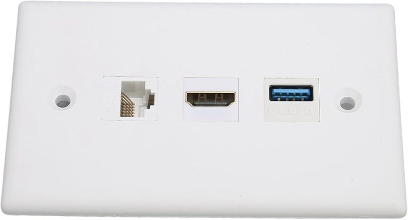 HD Multimedia Interface Wall Plate 3 Port Outlet CAT6 USB3 0 Solder - Image 4