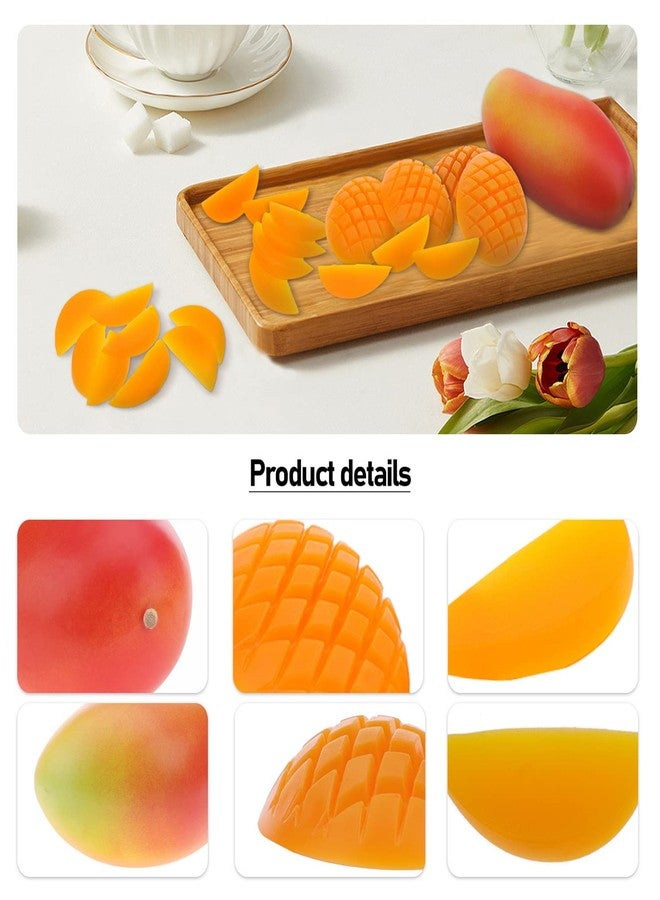 Woration 20 Pack Artificial Mango Fake Plastic Mango Slices Blocks Lifelike Simulation Fruit Set Decoration for Home Kitchen Party Wedding Food Model Display - Image 2