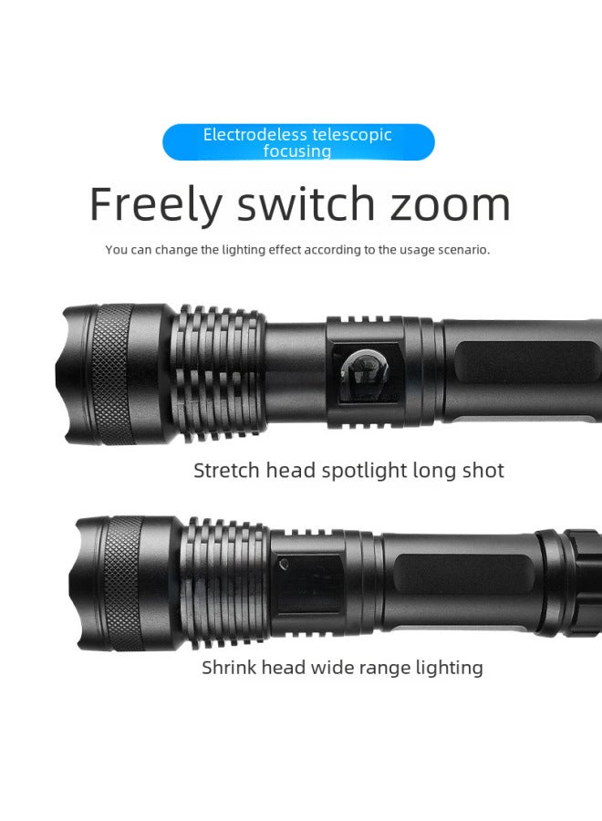 P50 Aluminum Alloy High-power Flashlight 26650 Rechargeable Usb Long-range Outdoor Zoomable Night Fishing Light-Product Specifications:Flashlight 26650 White Boxed USB Cable 26650 Battery - Image 3