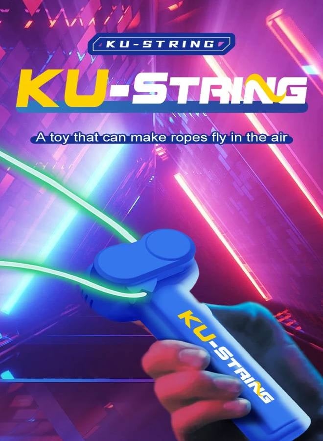 ارواق لعبة إطلاق حلقة فيدجيت، حبل إطلاق سحاب يدوي قابل للتعديل سرعة حبل مضيء لاسو لعبة ممتعة للأطفال والكبار - أزرق - Image 2