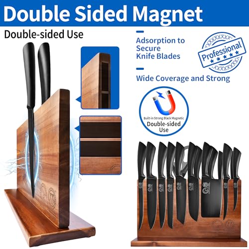 XYJ Professional Knife Sets for Master Chefs,Meat Cleaver Butcher for Camping,Chef Knife Set with Magnetic Knife Block,Stainless Steel Kitchen Knives Tools Kit - Image 5