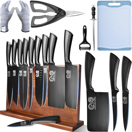 XYJ Professional Knife Sets for Master Chefs,Meat Cleaver Butcher for Camping,Chef Knife Set with Magnetic Knife Block,Stainless Steel Kitchen Knives Tools Kit - Image 1
