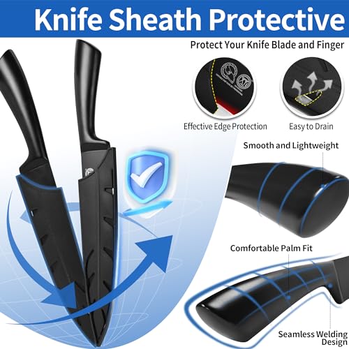 XYJ Professional Knife Sets for Master Chefs,Meat Cleaver Butcher for Camping,Chef Knife Set with Magnetic Knife Block,Stainless Steel Kitchen Knives Tools Kit - Image 4
