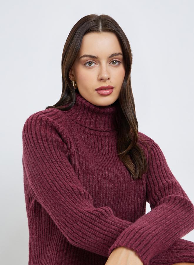 ستايلي سويتر بوكسي بطول عادي وياقة عالية - Image 1