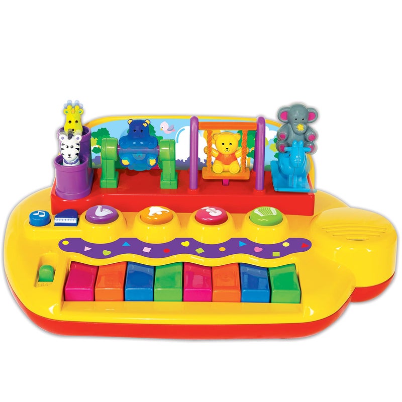 Kiddieland Playful Pals Piano for Toddlers 8Key Colorful Musical Toy with 5 Instrument Sounds Moving Animal Figures Songs Ages 12 Months - Image 2