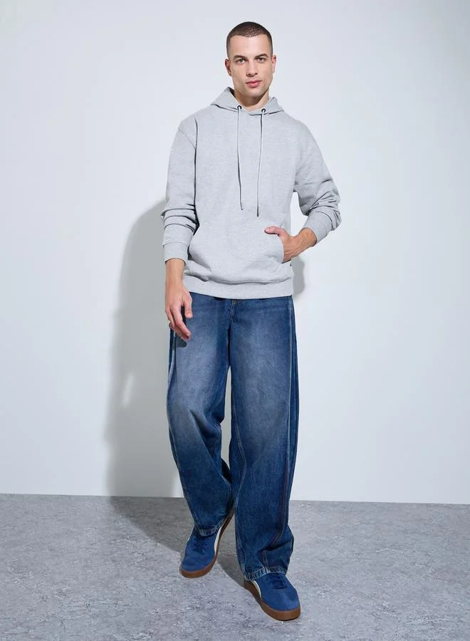 Styli Eco Earth Relaxed Fit Text HD Print Fleece Hoodie
