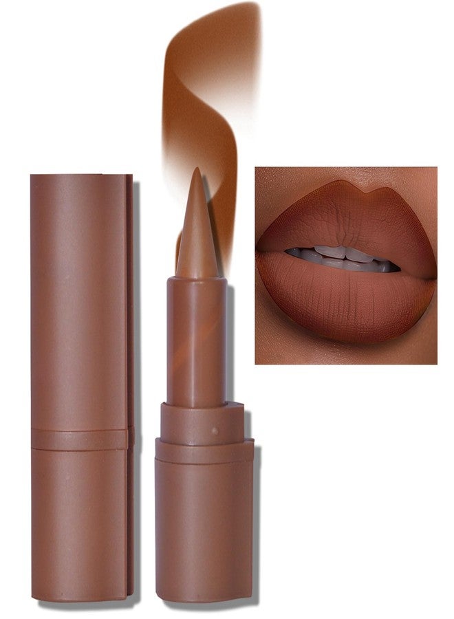 إريندي مجموعة إريندي 2 في 1: قلم تحديد الشفاه وأحمر الشفاه، قلم تحديد شفاه كريمي بلون بني داكن مطفي، أحمر شفاه غني بالأصباغ يدوم طويلاً، رقم 04 توفي - Image 1