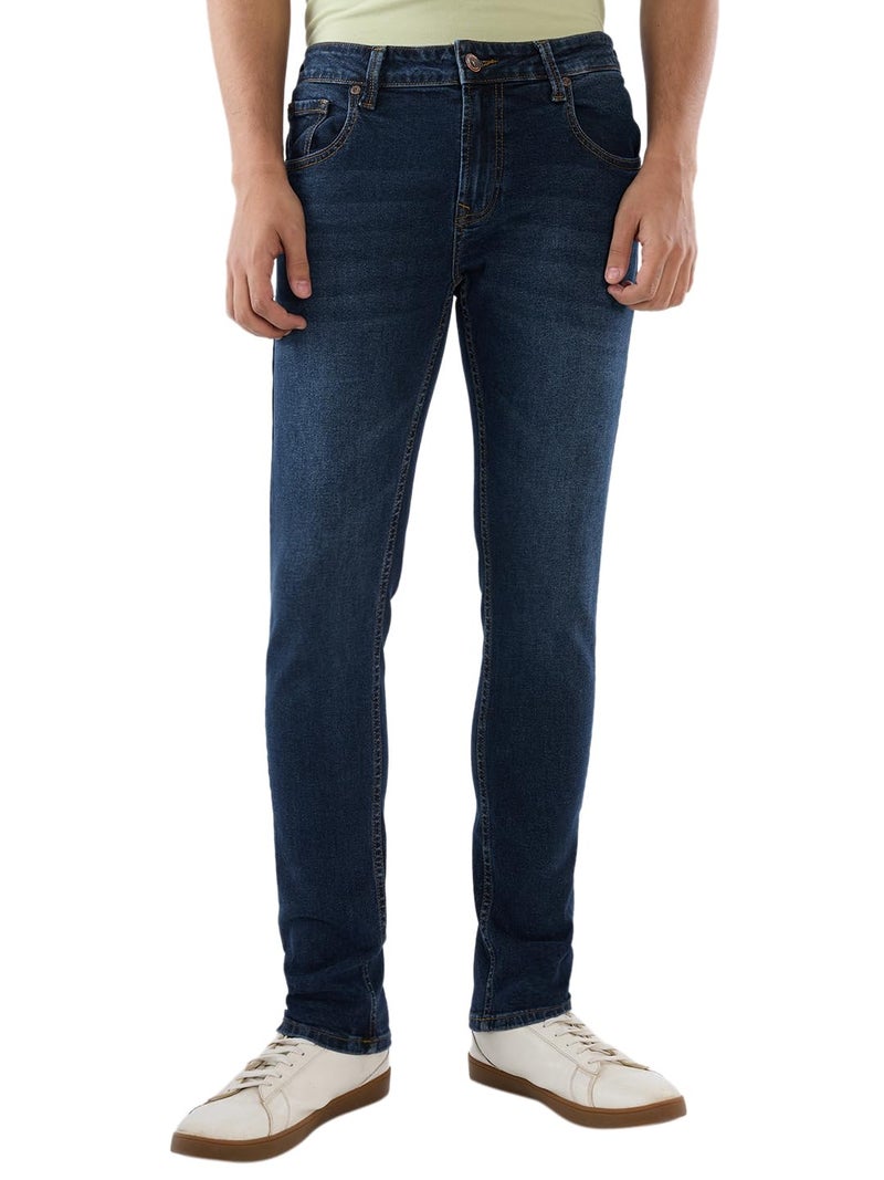 Spykar Men's Super Skinny Fit Low-Rise Casual Jeans Dark Blue - Image 1