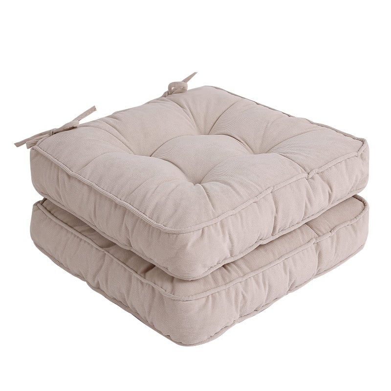 Furlide Chair Cushion with Ties 18 x 18 Inch Indoor Outdoor Cushions for Dining Chairs Set of 2, Square (Beige, 18 x 18 Inch) - Image 1