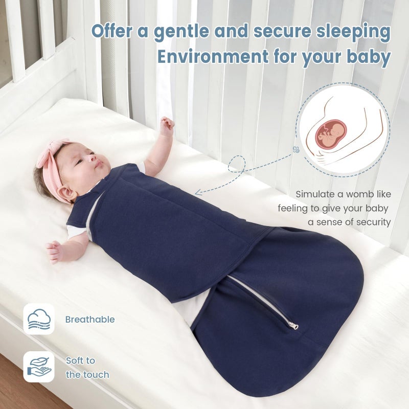 ZIGJOY Sleep Sack Swaddle 1.0 Tog Baby Wearable Blanket 100% Cotton Baby Swaddle Blanket for Newborns 0-6 Months Space&Blue - Image 5