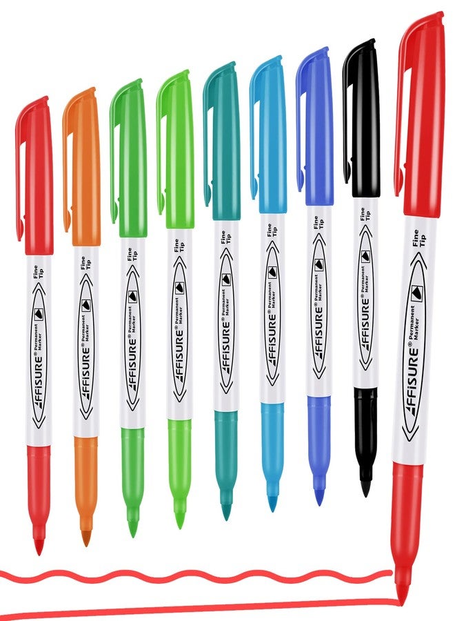 Affisure Permanent Markers Assorted Colors Set, 8 Colored Markers 8 Pack, Fine Point，Works on Wood, Plastic, Metal, and More, for Adults, Artist, Taecher, Kids - Image 1