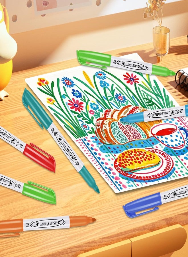 Affisure Permanent Markers Assorted Colors Set, 8 Colored Markers 8 Pack, Fine Point，Works on Wood, Plastic, Metal, and More, for Adults, Artist, Taecher, Kids - Image 4