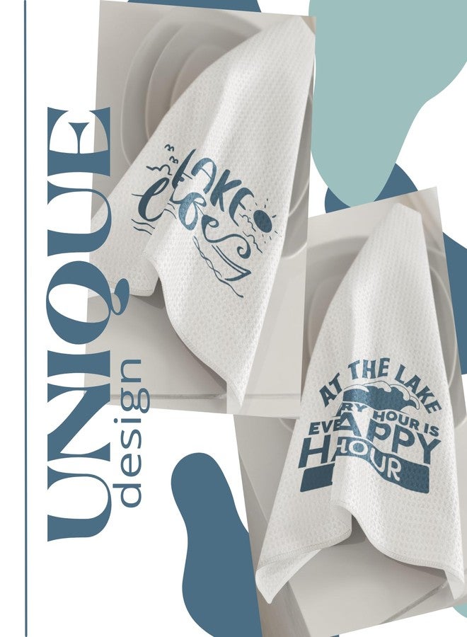 InnoBeta Lake House Gifts, Kitchen Towel 2 Pack With Sayings, 16x24 in Microfiber Dish Tea Hand Towel, Lake Decor Stuff for Owner - White - Image 3