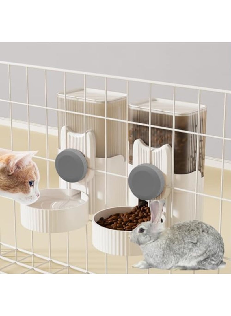 SYOSI Rabbit Gravity Auto Feeder Set, 35oz Hanging Automatic Food and Water Dispenser for Pet Cage, Self-Refilling Bunny, Chinchilla, Hedgehog, Ferret, Kitten, and Puppy Supplies (Grey) - Image 1