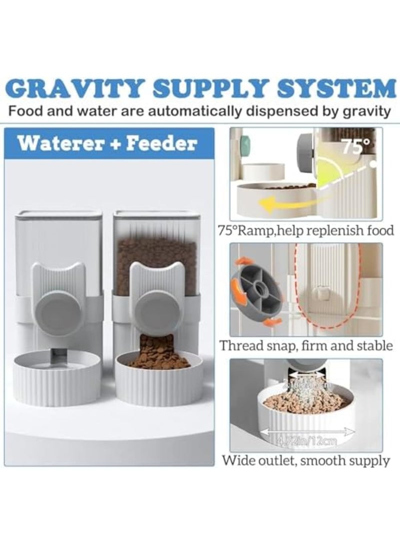 SYOSI Rabbit Gravity Auto Feeder Set, 35oz Hanging Automatic Food and Water Dispenser for Pet Cage, Self-Refilling Bunny, Chinchilla, Hedgehog, Ferret, Kitten, and Puppy Supplies (Grey) - Image 3