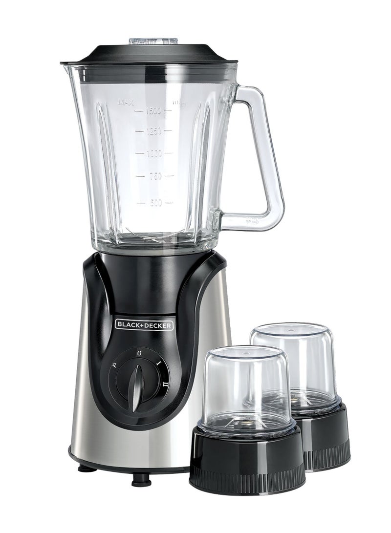 BLACK+DECKER 1.5L Blender With 2 Grinding Mills 600 W BGG600-B9 Black - Image 1