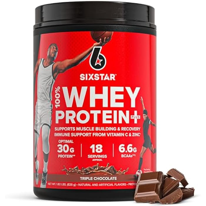 SIX STAR مسحوق بروتين مصل اللبن من ستة نجوم - تركيبة لبناء العضلات والتعافي مع مسحوق مصل اللبن المعزول، BCAAs، 30 جرام بروتين، دعم المناعة - مكمل بعد التمرين - شوكولاتة ثلاثية، 1.8 رطل - Image 1