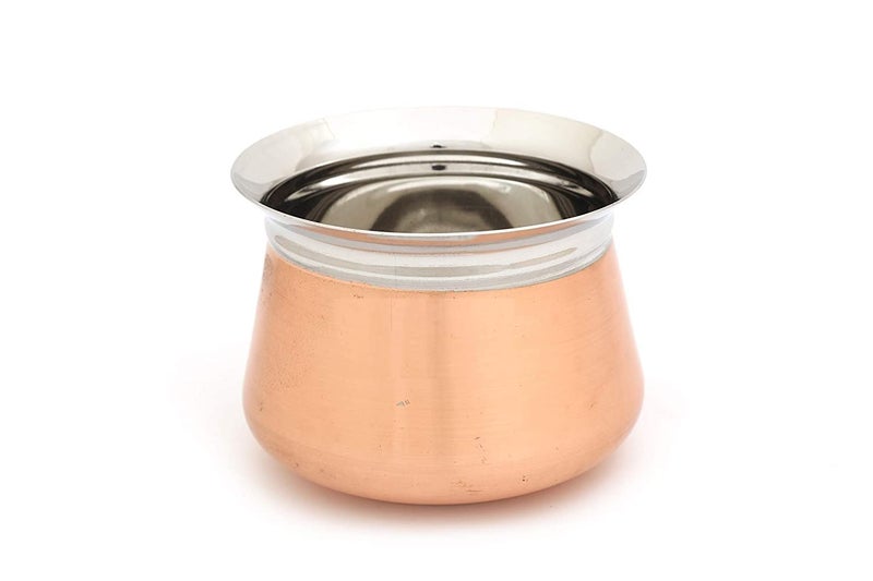 SHIV HOME WORLD Stainless Steel Copper Bottom Cross Teper Hindi Biryani Top Cookware Copper Special Handi 20G Size 4 Capacity 990 ML - Image 4
