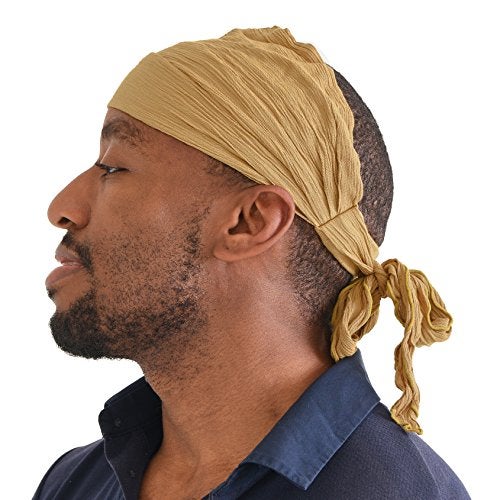 CHARM Womens Pirate Headband Headwrap - Turban Head Scarf, Pirate Bandana for Men, Festival Accessories, Boho Hair Band, Unisex Halloween Bandana Caramel - Image 1
