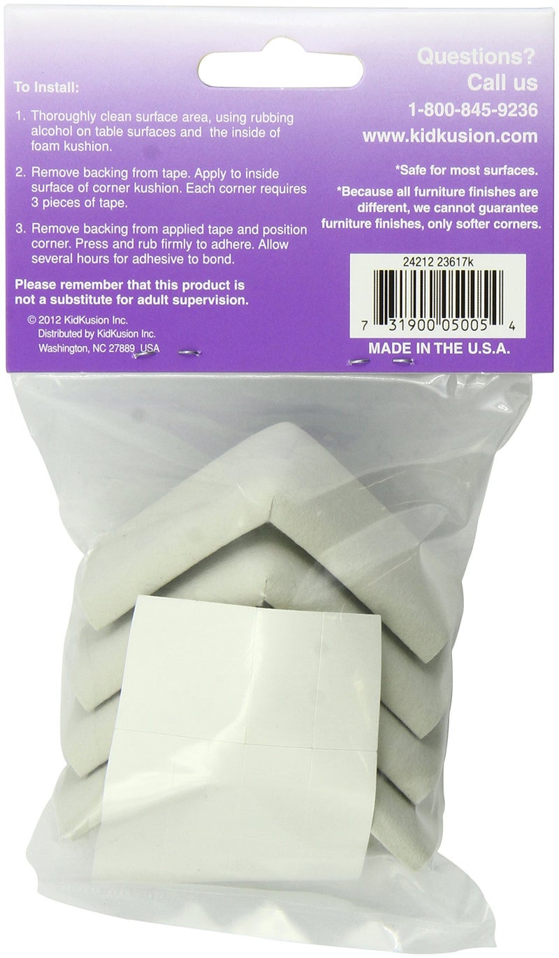 KidKusion 4- Piece Safety Corner Cushion; 4 Pack Off White; Child Proofing Corner Guard; Made in USA; Child Safety, Home Furniture Safety Bumper, Baby Proof Table Protector - Image 2