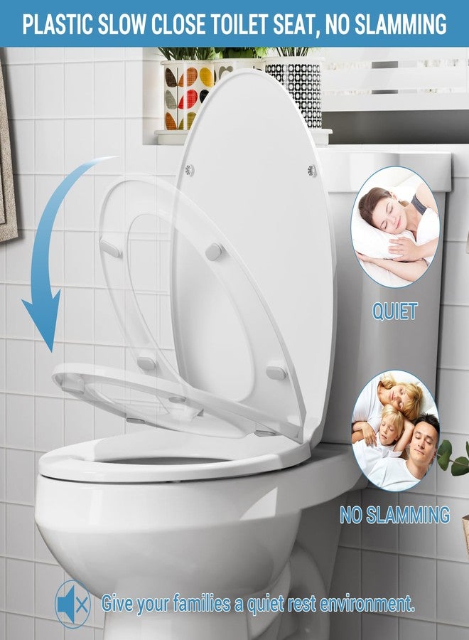 GAOMON Elongated Toilet Seat Cover - PP Locking Hinge Toilet Seat with Flat Lid, White Slow Close Design for Standard Elongated Toilets, Durable & Easy to Clean - Image 2