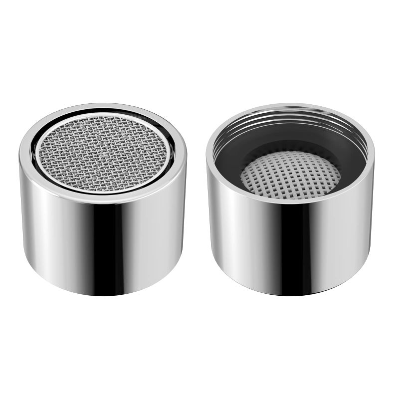 Miouak Faucet Aerator Female, Bathroom Sink Aerator, Chrome Brass Shell 55/64in 22mm Faucet Filter with Gasket for Kitchen Bathroom Silver(2 Pcs) - Image 1