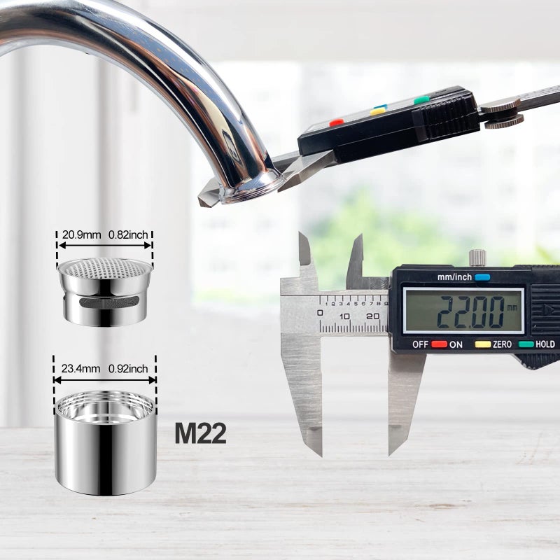 Miouak Faucet Aerator Female, Bathroom Sink Aerator, Chrome Brass Shell 55/64in 22mm Faucet Filter with Gasket for Kitchen Bathroom Silver(2 Pcs) - Image 3