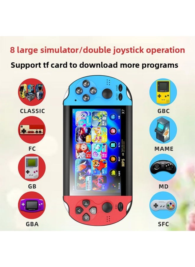 Generic - Handheld PSP Game Console MP5 MP3 MP4 Music Player E-book Reader Video Player-Body Color:5.5inch Red And Blue 40g3000 Game Arcade Edition-Memory Capacity:Default Items - Image 1