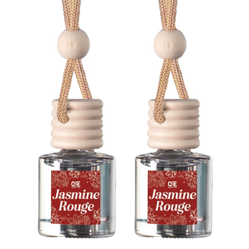 CE Craft Co Hanging Car Air Freshener Diffuser 2 Pack Long Lasting Fragrance Oil Car Freshener Glass Bottle Auto Air Freshener Made in USA Jasmine Rouge - Image 3
