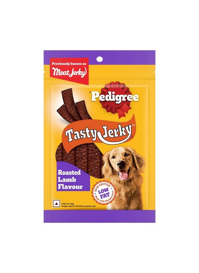 Pedigree Tasty Jerky Roasted Lamb Flavour Dog Treat, Jerky-Style Treats For Bonding, Low-Fat & High-Protein, Adult, Stick, 70 Grams  - Image 1