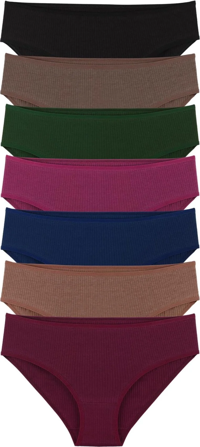 Sensu Women's Corded Bato Model 7-Piece Panties Set Mixed Colors KTS3021
