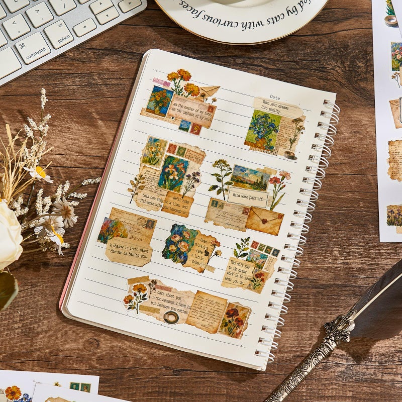 Gemmapylor 120pcs Motivational Quote Stickers, Vintage Botanical Journaling Stickers, Inspirational Famous Words for Scrapbooking, Antique Style - Image 5
