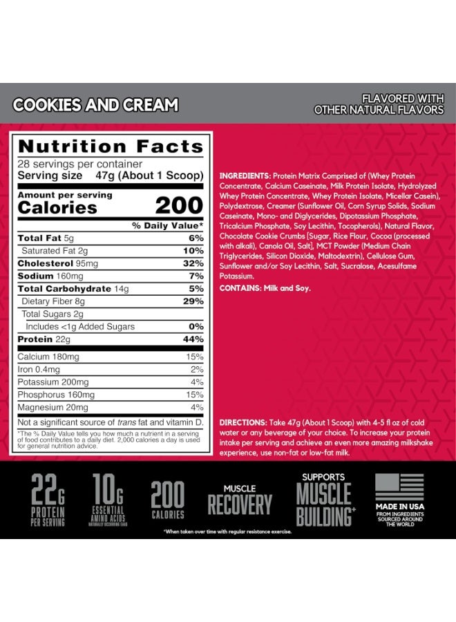 BSN Syntha-6 Ultra Premium Protein Matrix, Cookies&Cream, 2.91 lbs - Image 5