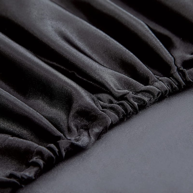 Homiest Black Satin Fitted Twin XL Size Deep Pocket Luxury & Ultra Soft Bedding Single Bottom Bed Sheets - Image 4