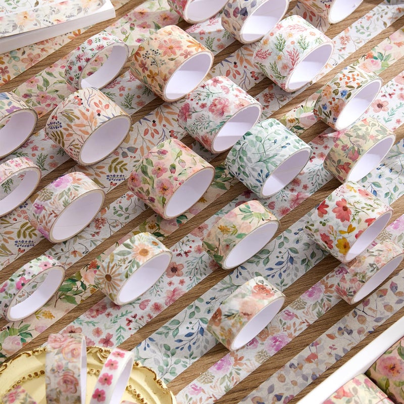 PAGEMORE 32 Rolls Washi Tape Set, Colored Floral Decorative Masking Tape, Artists Tapes for Journaling, Junk Journal, DIY Craft Projects, Scrapbooking Supplies Decor - Image 4