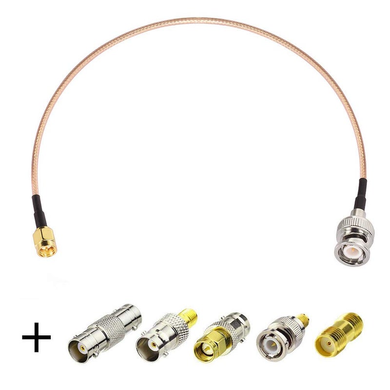 Superbat SMA Male to BNC Male Cable 3ft + 5pcs RF Coax Adapter Kit SMA to BNC Cable SMA BNC Adapter Cable Kit for RF Applications/Antennas/Wireless LAN Devices/Wi-Fi Radios External Antenna etc - Image 1