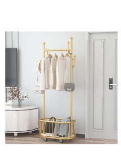 Generic Rolling Clothes Rack Clothing Garment Rack Metal Clothes Hanger Entryway Coat Rack Tree Stand with Wheels&Storage Basket for Living Room Bedroom Hotel Hanging Clothes Hats Scarves and Handbags (Black)  - Image 4