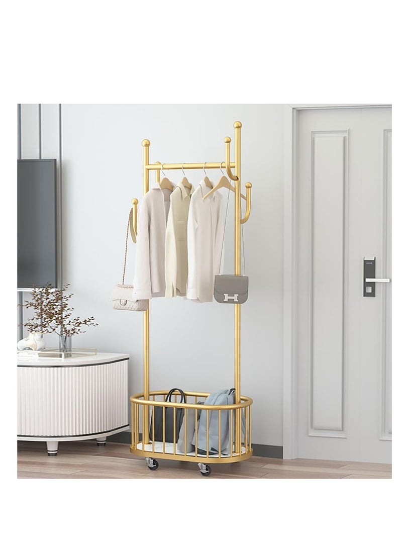 Generic Rolling Clothes Rack Clothing Garment Rack Metal Clothes Hanger Entryway Coat Rack Tree Stand with Wheels&Storage Basket for Living Room Bedroom Hotel Hanging Clothes Hats Scarves and Handbags (Black)  - Image 4