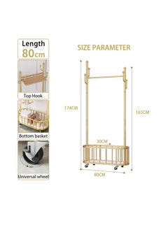 Generic Rolling Clothes Rack Clothing Garment Rack Metal Clothes Hanger Entryway Coat Rack Tree Stand with Wheels&Storage Basket for Living Room Bedroom Hotel Hanging Clothes Hats Scarves and Handbags (Black)  - Image 2