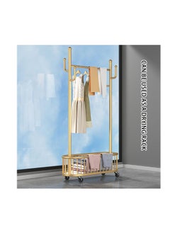 Generic Rolling Clothes Rack Clothing Garment Rack Metal Clothes Hanger Entryway Coat Rack Tree Stand with Wheels&Storage Basket for Living Room Bedroom Hotel Hanging Clothes Hats Scarves and Handbags (Black)  - Image 5
