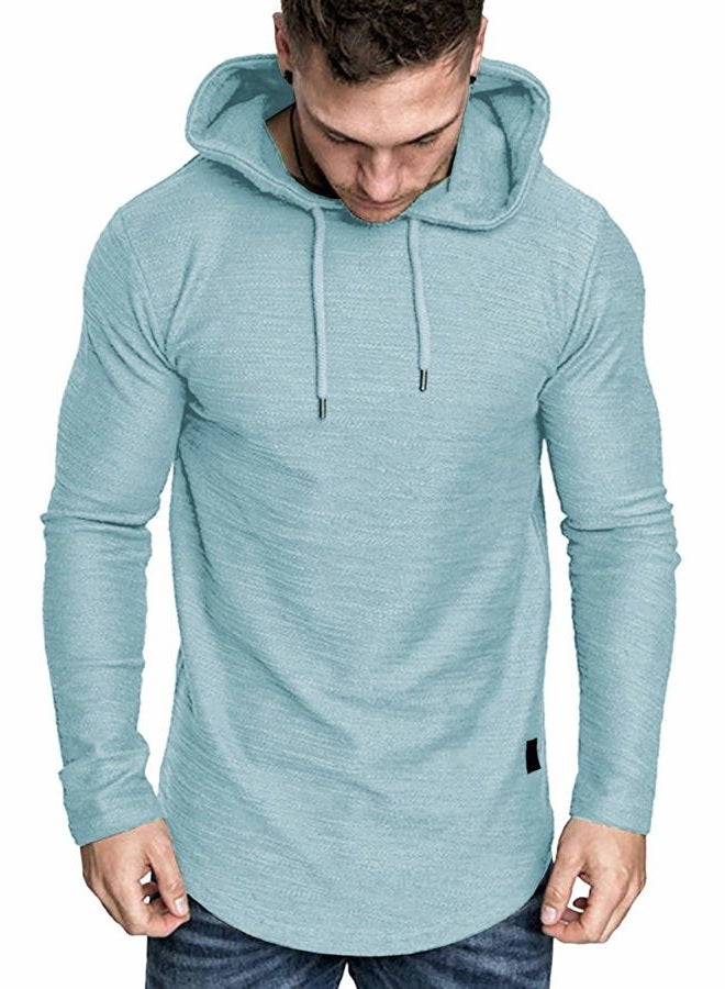 Lexiart Mens Fashion Athletic Hoodies Sport Sweatshirt Solid Color Fleece Pullover Sky Blue - Image 4