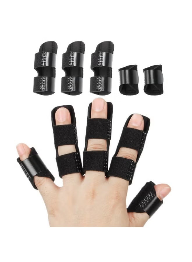 MJZ 5-Piece Finger Splint Set, Trigger Finger Relief Adjustable Trigger Bracket Knuckle Fixation Broken Finger Protector, Finger Brace for Straightening Support for Broken Fingers - Image 1